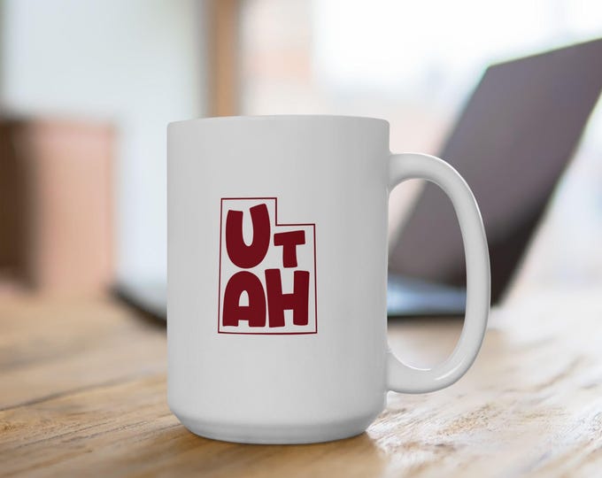 Utah State Retro Typography Mug | Minimal Bold Graphic, 11oz 15oz
