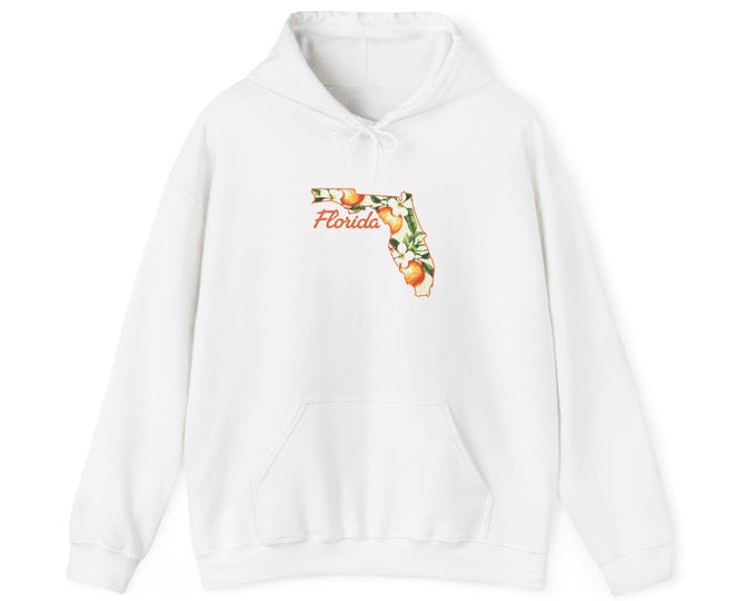 Florida Orange Blossom map hoodie | State floral design
