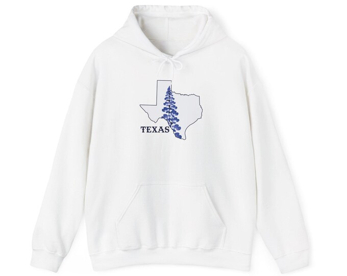 Texas Bluebonnet Outline Hoodie | Texas State Silhouette Cozy Sweatshirt