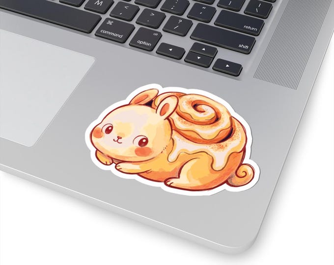 Cinnamon Roll Bunny Sticker | Whimsical Pastry Animal Decal