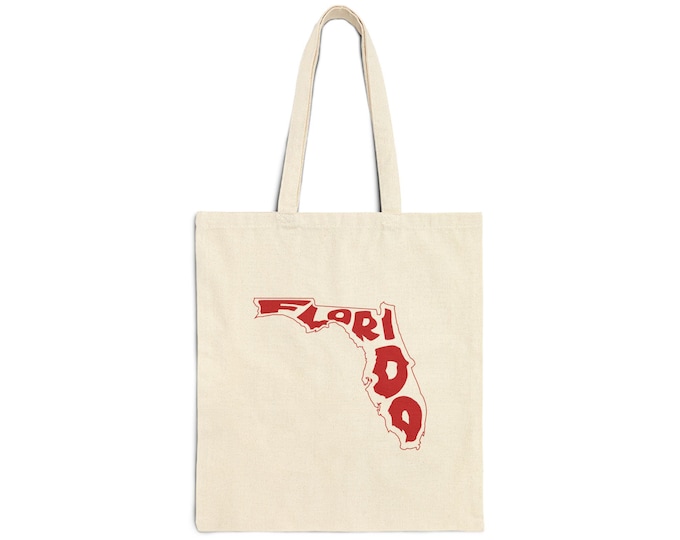 Florida map script tote bag | State outline canvas tote