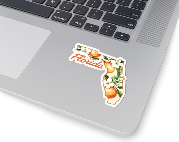 Florida orange blossom state outline Sticker | Kiss-cut vinyl decal