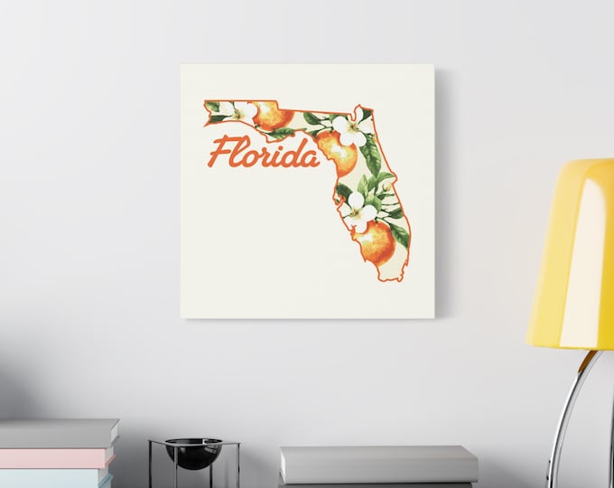 Florida Orange Blossom Map Canvas | Matte Stretched Canvas