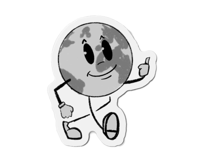 Smiling Earth Character Die Cut Magnet | Planet Cartoon Magnet