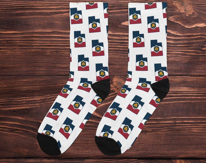 Utah Flag Pattern Crew Socks | State Emblem, Comfortable Fit