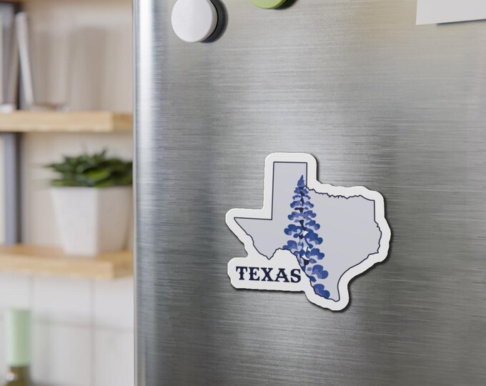Bluebonnet Texas Magnet | Die-Cut State Shape Sticker Magnet