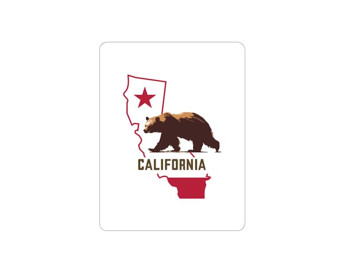 California Flag Bear Sticker | State Outline, Star, Vinyl Decal