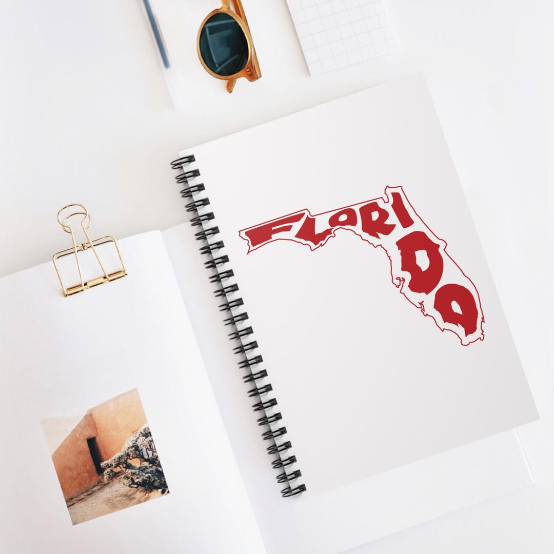 Florida State Outline Typography Notebook | Red State Map Spiral ...