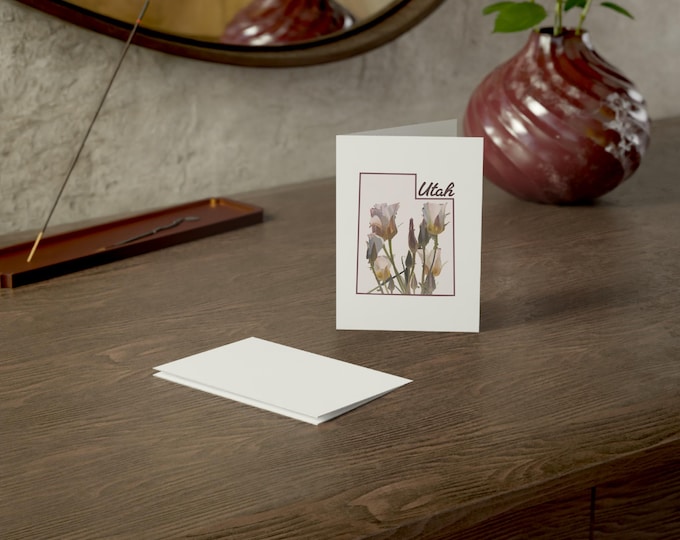Utah Floral State Outline Greeting Cards | Blank Inside