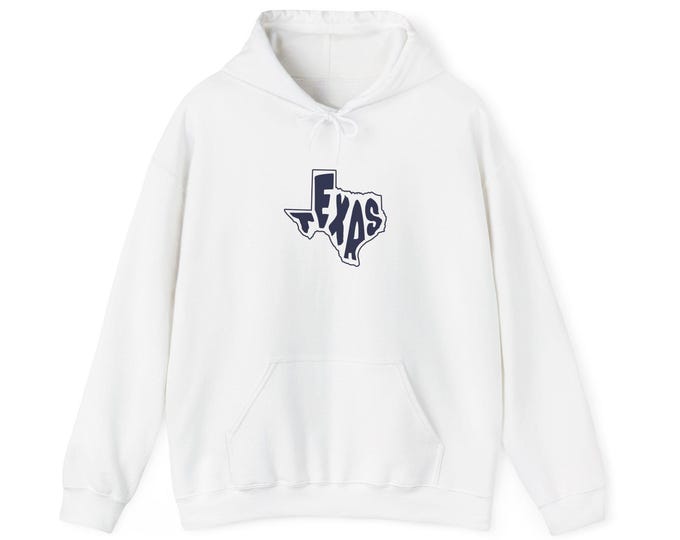 Texas Outline Script Hoodie | Collegiate Style State Graphic Sweatshirt