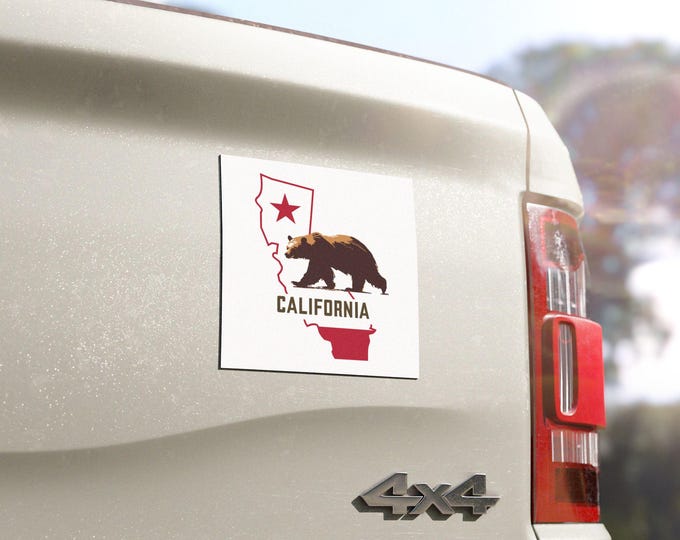 California Bear decal Car Magnet | State Outline, Retro Star