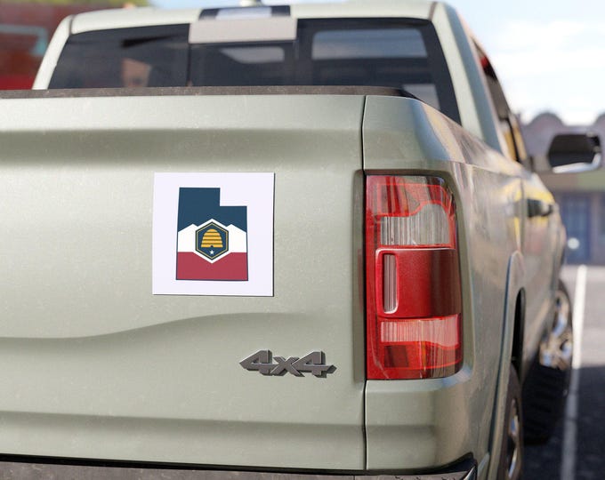 Utah State Beehive Mountain Badge Car Magnet