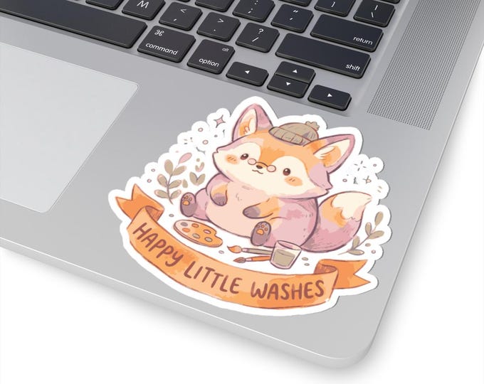 Chubby Fox Illustration Sticker | 'Happy Little Washes' Vinyl Decal