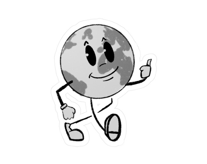 Retro Walking Earth Sticker Kiss-Cut Vinyl Decal | Vintage Planet Character