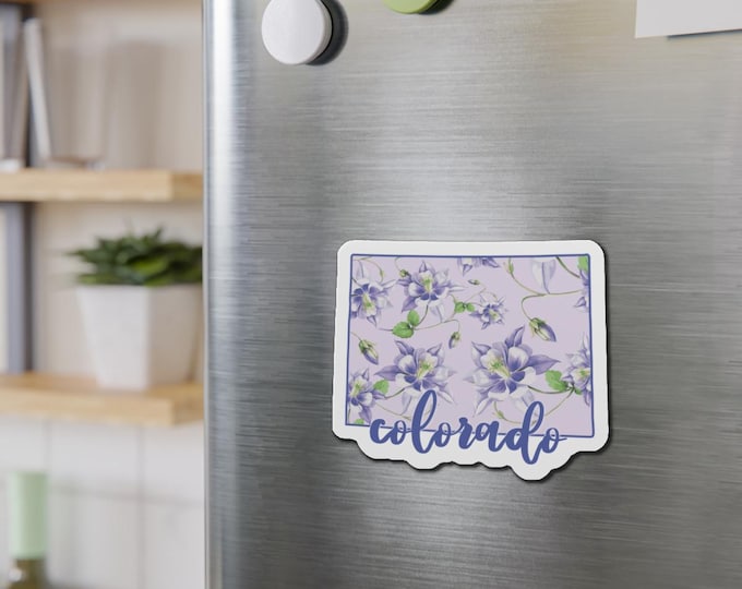 Purple Columbine Floral Colorado Die-Cut Magnet