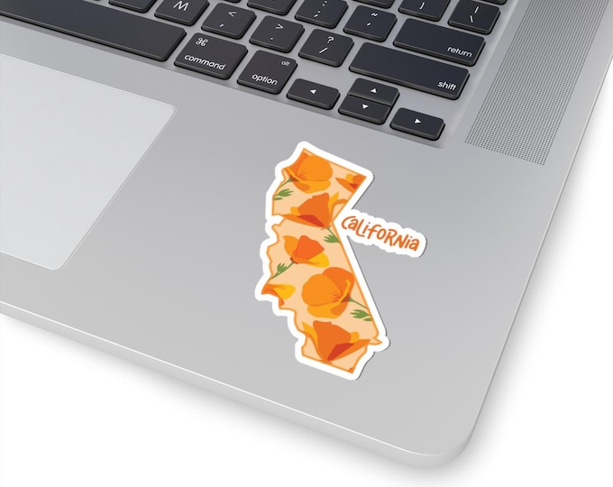 California Poppy State Outline Sticker | Kiss-Cut Sticker