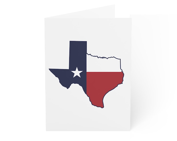 Texas State Flag Map Greeting Cards | Red White Blue Star State Pride