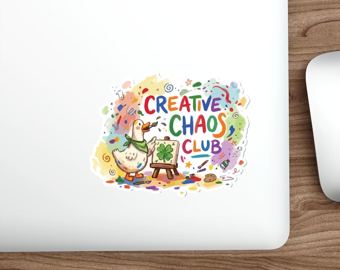 Creative Chaos Club Die-Cut Sticker | Cute Art Duck Illustration