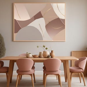 Modern Abstract Digital Art Print | dusty rose, soft mauve, warm beige and light gray Wall Art | Printable Art for Living Room Decor