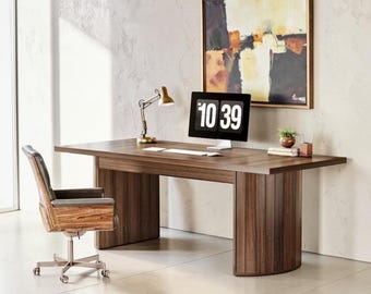 Large Wooden Double Pedestal Writing Desk for Home Office, Study Room and Workspace