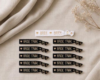 Bride Tribe Hen Party Elastic Bracelets, Gold Lettering Accessory