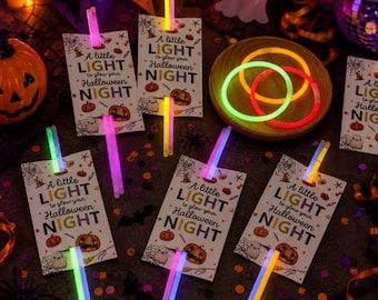 Halloween Glow Stick Gift Tag Ghost and Pumpkin