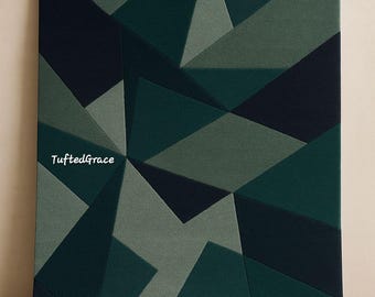 Hand-Tufted New Zealand Wool Rug | Modern Geometric Green Art