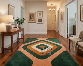 Hand Tufted Geometric Wool Rug Modern Abstract Area Carpet Luxury Home Decor Accent