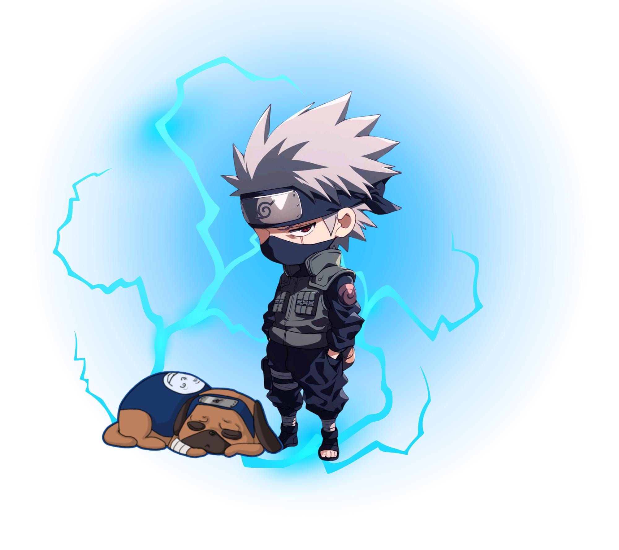 Kakashi and Pakkun - Etsy, image size:2000x1778