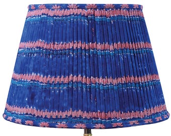 Box Pleated lampshade-cotton pleated lampshade-grandmillenial lampshade-modern lampshade-gathered lampshade-colorful printed lampshade