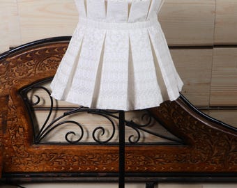 8" Clip Lampshade with Box Pleated Skirt - Cream