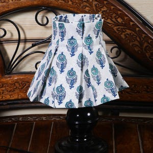 6&quot; Lampshade Cover with Box Pleated - Turquoise Bloom Motif