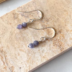 Tanzanite Two Stone Stack Earrings – Dainty Gemstone Drops in 14k Gold Filled or Sterling Silver