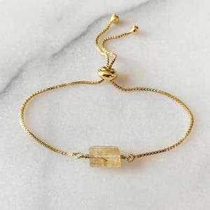 Pulseira de contas de cristal citrino – Joias com pedras de nascimento de novembro – Pulseira de pedra preciosa ajustável genuína para presente