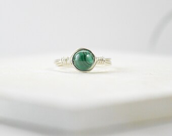 Malachite Ring, Gemstone Ring, Sterling Silver Ring, Green Gemstone Ring, Natural Ring, Green Ring, Gemstone Ring