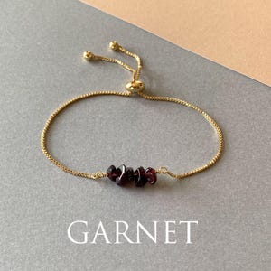 Garnet Beaded Bracelet – Genuine January Birthstone Adjustable Handmade Jewelry Gift