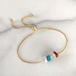 Pulsera de cuentas de piedras preciosas mixtas – Pulsera de piedra de nacimiento personalizada – Pulsera ajustable de piedras preciosas personalizada – Regalo de joyería hecho a mano