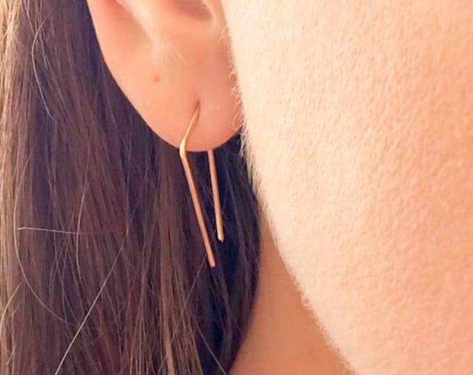 Triangle Threader Earrings, Minimal Earrings, Minimalist Earrings, Gold Hoop Earrings, Rose Gold Threader, Threader Earrings, Threader Hoops