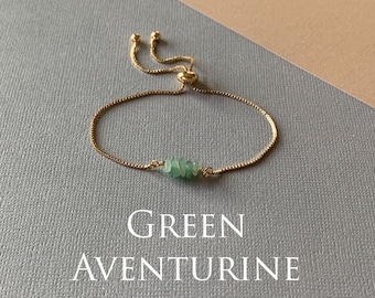 Braccialetto di perline di avventurina verde – Gioielli in cristallo fatti a mano regolabili con pietre preziose autentiche
