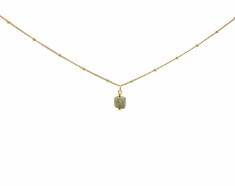 Collier ras de cou en cristal de LABRADOITE BRUT, collier avec pendentif en cristal brut de pierres précieuses en or 14 carats ou en argent sterling