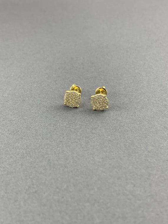 8mm Micro Pave CZ Stud Earrings – Round Screw Back in Solid .925 Sterling Silver