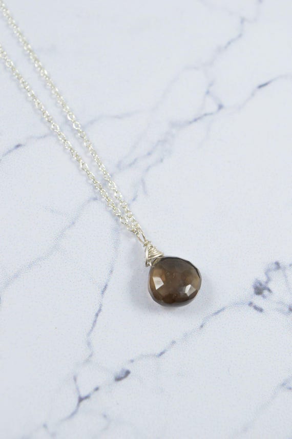 Smoky Quartz Necklace – Natural Crystal Pendant in 14k Gold Filled or Sterling Silver