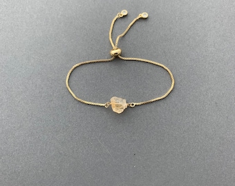 RAW CITRINE Bracelet, Adjustable Bracelet, Crystal, Gold, Silver, or Rose Gold Adjustable Bracelet