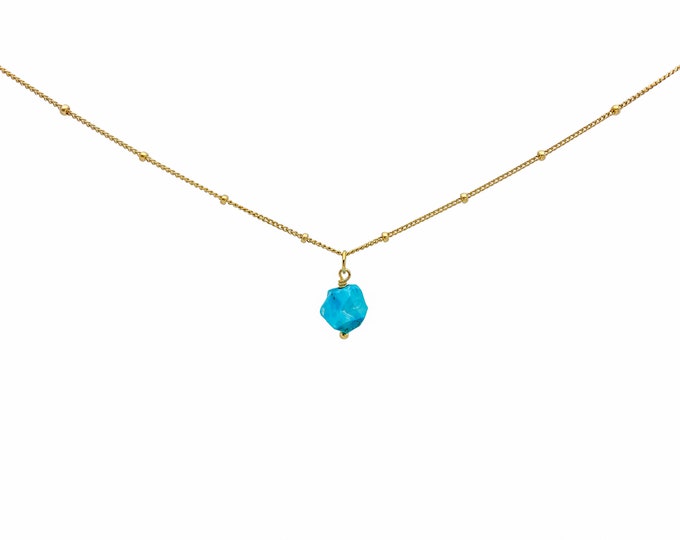 RAW BLUE HOWLITE Crystal Choker Necklace, Raw Crystal Gemstone Pendant Necklace in 14k Gold Filled or Sterling Silver