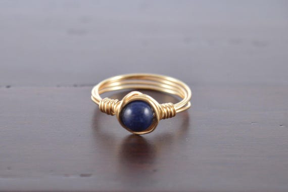 Sapphire Ring – Wire Wrapped Natural Gemstone Ring in 14k Gold Filled or Sterling Silver – Handmade Jewelry Gift
