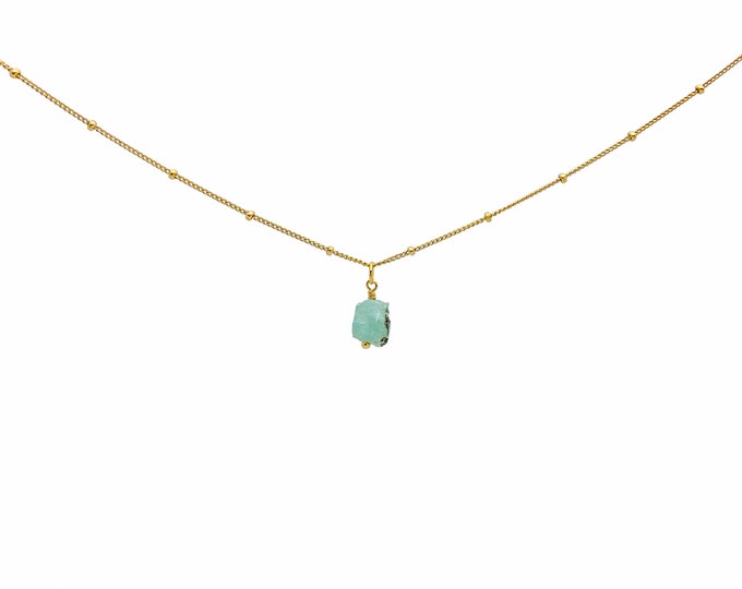 RAW LARIMAR Crystal Choker Necklace, Raw Crystal Gemstone Pendant Necklace in 14k Gold Filled or Sterling Silver