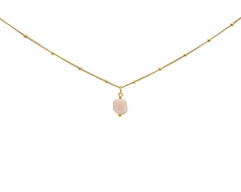 RAW PINK OPAL Crystal Choker Necklace, Raw Crystal Gemstone Pendant Necklace in 14k Gold Filled or Sterling Silver