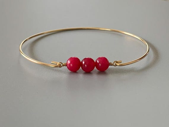 Ruby Birthstone Bangle Bracelet – July Gemstone Jewelry in 14k Gold Filled or Sterling Silver