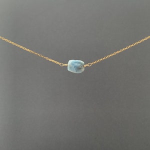 RAW AQUAMARINE Necklace, Raw Crystal Necklace, March Birthstone Necklace, Raw Aquamarine Crystal Necklace