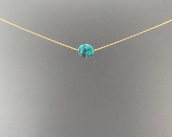 Natural Turquoise Necklace – December Birthstone Jewelry – Gemstone Pendant on Beading Chain
